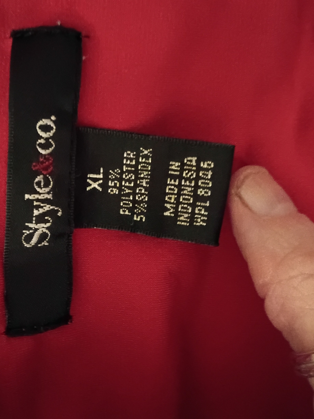 Style & Co. Red Long-Sleeve Shift Dress with Black Metallic Trim - Picture 8 of 8
